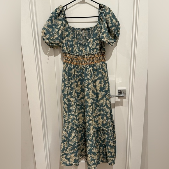 (US 6/M) Ellie Floral-print Gauze Midi Dress In Soft Seafoam - Picture 8 of 12